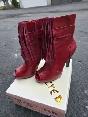 Red boots Brand New Size 10 3 inch heels